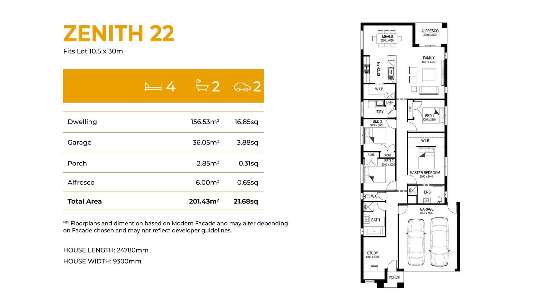 Zenith 22 floor plan and specifications
