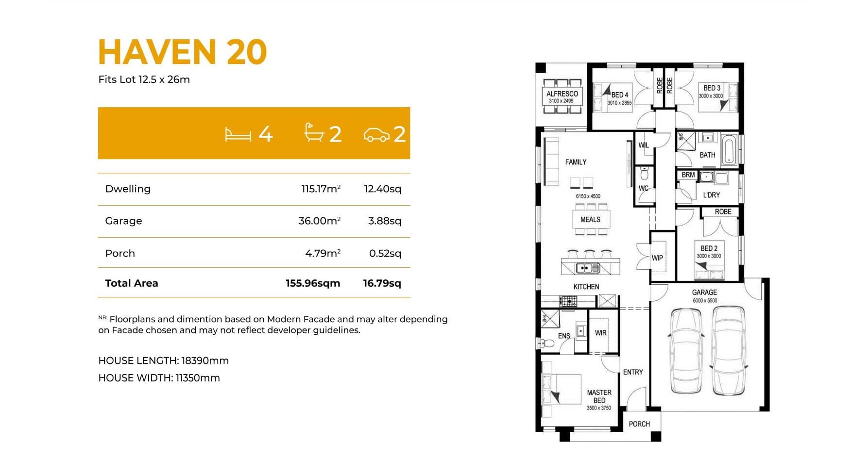 Haven 20 floor plan and specifications